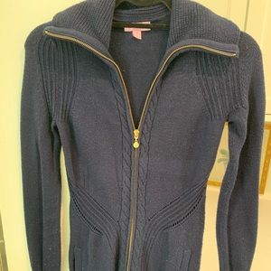 Lilly Pulitzer navy knit zip up sweater